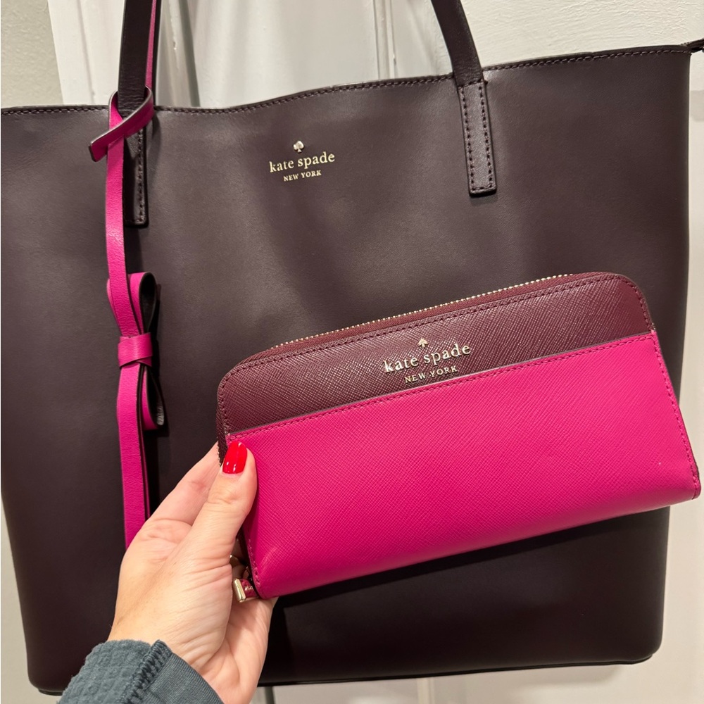 Kate Spade Brown Leather Tote, wallet and dust bag